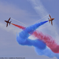 Buy canvas prints of Red Arrows Synchro Pair Split by Rick Lindley