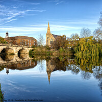 Buy canvas prints of English Bridge Reflection Shrewsbury Late Autumn by Rick Lindley