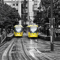 Buy canvas prints of Manchester Trams In The Rain by Rick Lindley