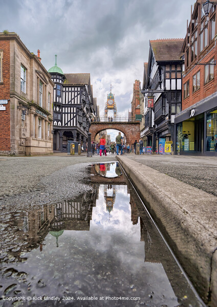 Eastgate Clock Chester Reflection Picture Board by Rick Lindley