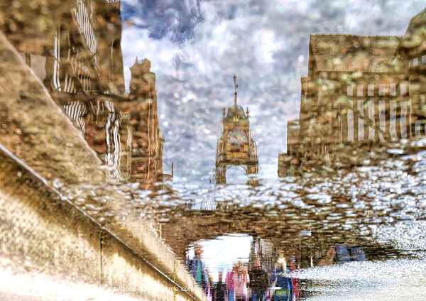 Reflective Eastgate Clock Chester Picture Board by Rick Lindley