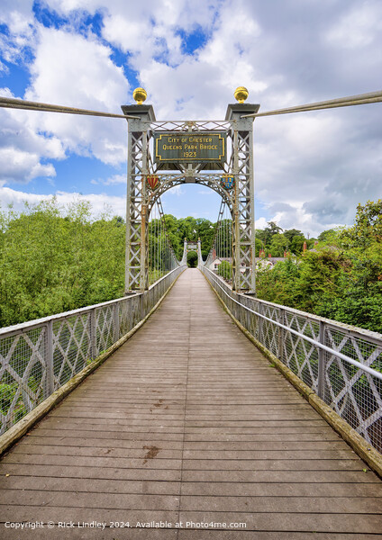 Queens Park Suspension Bridge Chester Picture Board by Rick Lindley