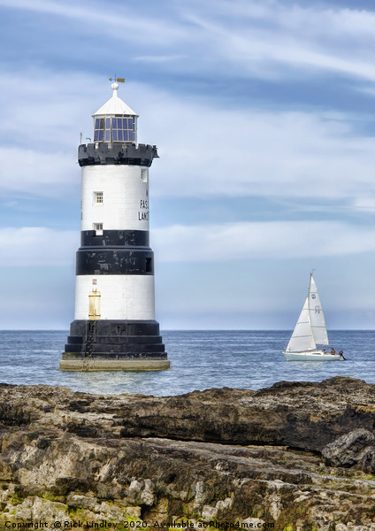 Sailing by Penmon Lighthouse Picture Board by Rick Lindley