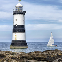 Buy canvas prints of Sailing by Penmon Lighthouse by Rick Lindley