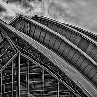 Buy canvas prints of Armadillo, Glasgow, in Black and White by Andy Brownlie