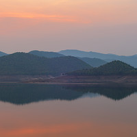 Buy canvas prints of Mountain lake reflections Chiang Mai Thailand by Rowan Edmonds