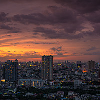 Buy canvas prints of Sunset Cityscape Bangkok Thailand by Rowan Edmonds
