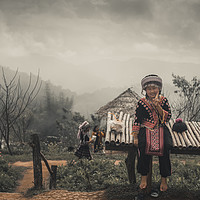 Buy canvas prints of Hmong Hill Tribe Girl Chiang Mai Thailand by Rowan Edmonds