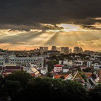 Buy canvas prints of Golden hour sunset Cityscape Bangkok Thailand by Rowan Edmonds