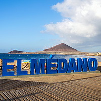 Buy canvas prints of Three-dimensional sign El Medano on long promenade by Josef Kubes