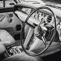Buy canvas prints of Vintage Old Car Interior Black and White by Ioan Decean