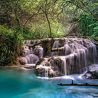 Buy canvas prints of Beautiful forest majestic waterfall by Jordan Jelev