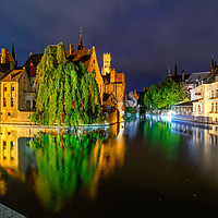 Buy canvas prints of Night view of Historic City Center Brugge by Jordan Jelev