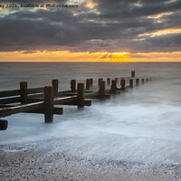 Buy canvas prints of Beach Sunrise on Gorleston Beach Norfolk by David Powley