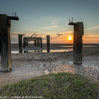 Buy canvas prints of Low Tide Sunset on Snettisham Beach by David Powley
