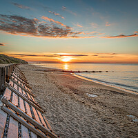 Buy canvas prints of Sunset on Overstrand Beach Norfolk by David Powley