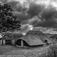 Buy canvas prints of Hickling Broad Boathouse Monochrome by David Powley