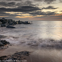 Buy canvas prints of Winter Sunrise on Hopton Beach  by David Powley