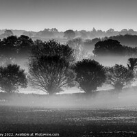 Buy canvas prints of Misty Morning Over the Norfolk Countryside  by David Powley