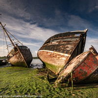 Buy canvas prints of Derelict Boats at Pin Mill by David Powley