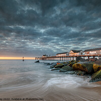 Buy canvas prints of First Light on Southwold Pier by David Powley
