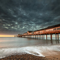 Buy canvas prints of Golden Dawn over Southwold Pier by David Powley