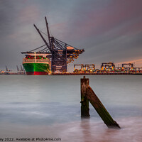 Buy canvas prints of Industrial Sunrise Felixstowe Docks by David Powley