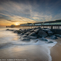 Buy canvas prints of Christmas Eve Sunrise Over Southwold Pier by David Powley