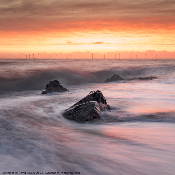 Vibrant Sunrise at Caister Beach Framed Mounted Print by David Powley