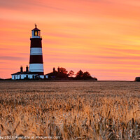 Buy canvas prints of Fire Sky Over Happisburgh Lighthouse by David Powley