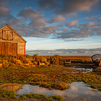 Buy canvas prints of Early light at Thornham Harbour North Norfolk by David Powley