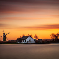 Buy canvas prints of Sunset colour over the River Thurne Norfolk Broard by David Powley