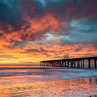 Buy canvas prints of Suffolk Sunrise over Claremont Pier Lowestoft by David Powley