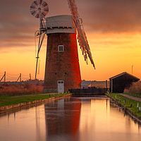 Buy canvas prints of Winter sunset over Horsey Mill by David Powley