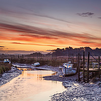 Buy canvas prints of Low tide sunrise at Thornham by David Powley