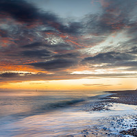 Buy canvas prints of Dawn sky over Cromer Beach by David Powley