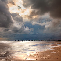 Buy canvas prints of Break in the cloud on Happisburgh Beach by David Powley