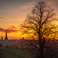 Buy canvas prints of Sunset over Norwich by David Powley