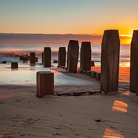 Buy canvas prints of Sunrise on Walcott Beach Norfolk by David Powley