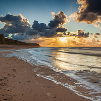 Buy canvas prints of Sunset on Cromer Beach Norfolk by David Powley