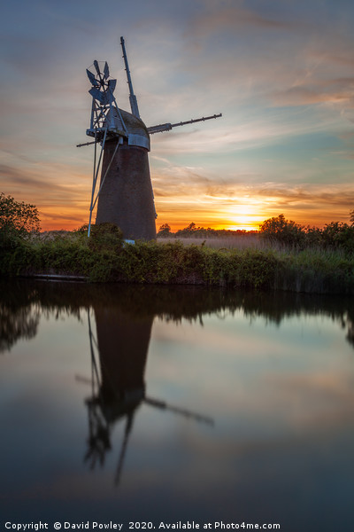Turf Fen Mill Sunset 1 Picture Board by David Powley