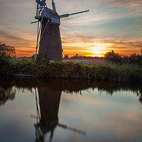 Buy canvas prints of Turf Fen Mill Sunset 1 by David Powley