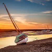 Buy canvas prints of Blakeney Low Tide Sunset Norfolk by David Powley