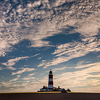 Buy canvas prints of Big sky over Happisburgh Lighthouse  by David Powley