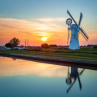 Buy canvas prints of Thurne Mill at Sunset by David Powley