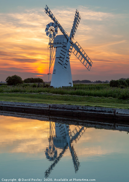 Sunset Reflections at Thurne Mill Picture Board by David Powley