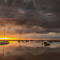 Buy canvas prints of Sunset under the clouds at Blakeney by David Powley