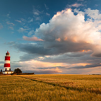 Buy canvas prints of Evening colour over Happisburgh Lighthouse Norfolk by David Powley