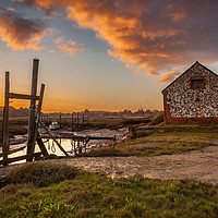 Buy canvas prints of Sunrise over the Barn at Thornham by David Powley