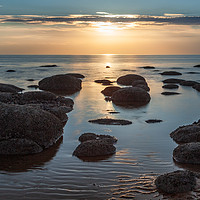 Buy canvas prints of Sunset on Hunstanton Beach by David Powley